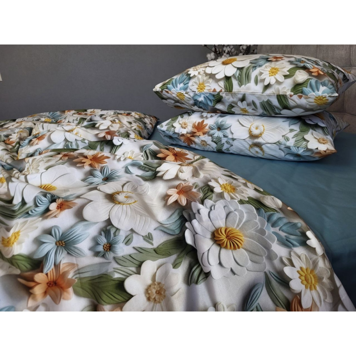 Бавовняна постільна білизна cotton 5D Квітковий Декор